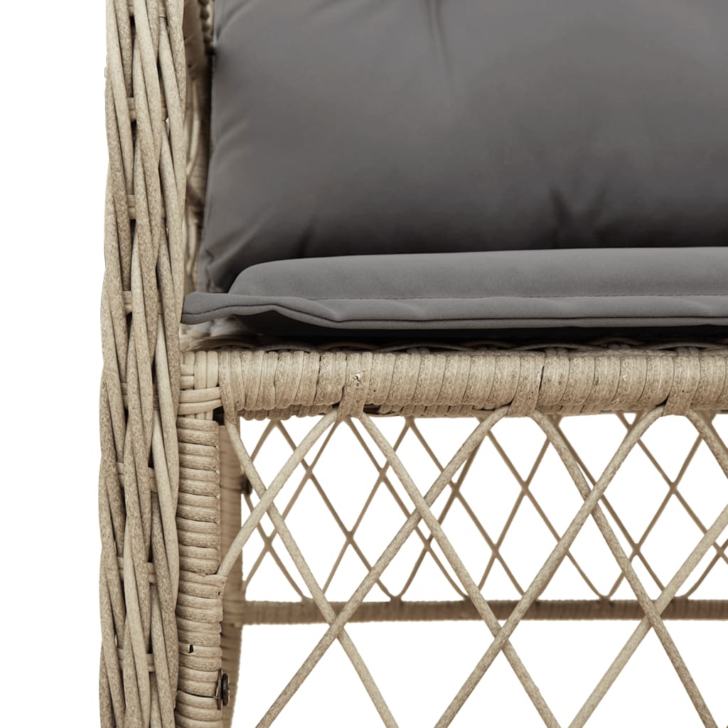 Sedie da Giardino con Cuscini 2 pz Beige Misto in Polyrattan