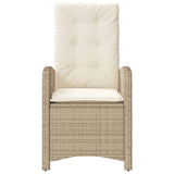 Sedia Reclinabile da Giardino con Cuscini Beige in Polyrattan