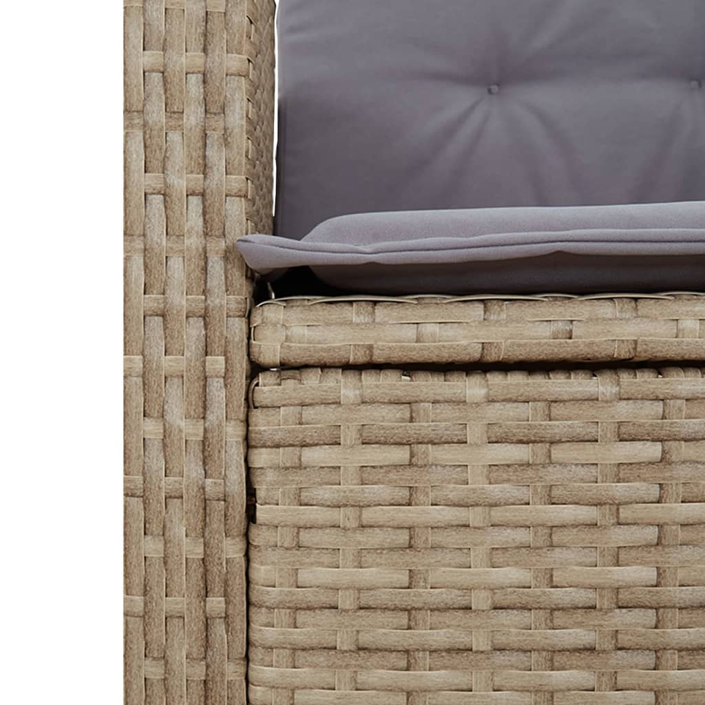 Sedia Reclinabile Giardino con Cuscini Beige Misto Polyrattan