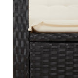 Sedie Reclinabili da Giardino 2 pz con Cuscini Nero Polyrattan