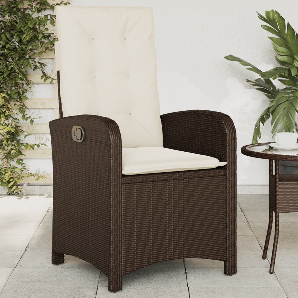 Sedie Reclinabili Giardino 2pz con Cuscini Marrone Polyrattan