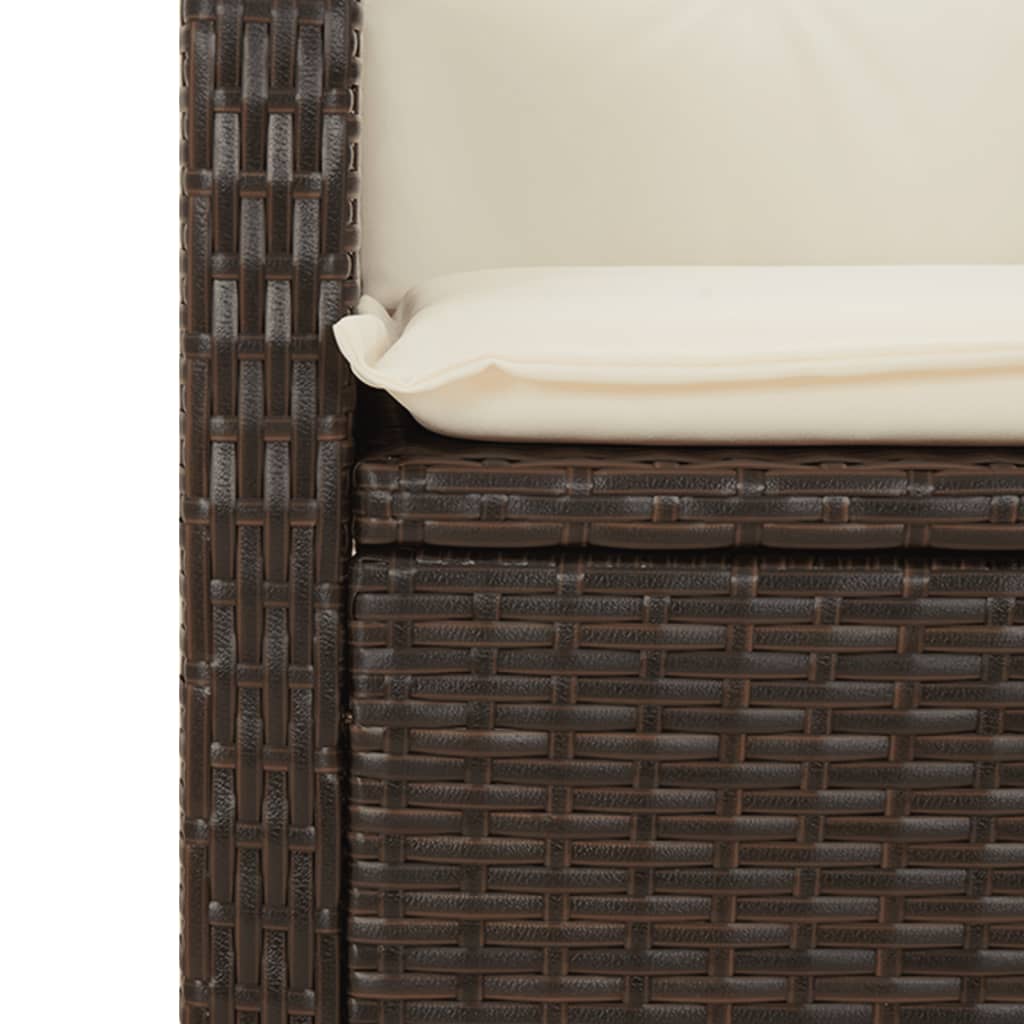 Sedie Reclinabili Giardino 2pz con Cuscini Marrone Polyrattan