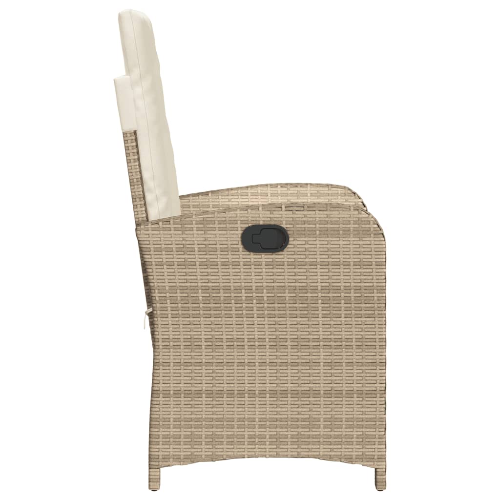 Sedie Reclinabili da Giardino 2pz con Cuscini Beige Polyrattan