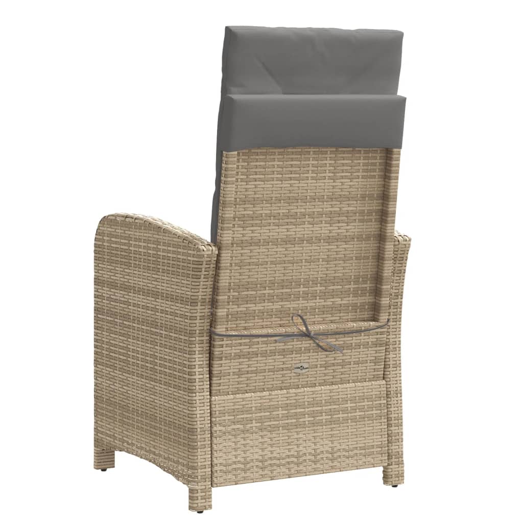 Sedie Reclinabili Giardino 2pz Cuscini Beige Misto Polyrattan