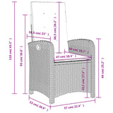 Sedie Reclinabili Giardino 2pz Cuscini Grigio Chiaro Polyrattan