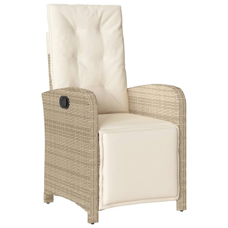 Sedia Reclinabile da Giardino con Poggiapiedi Beige Polyrattan