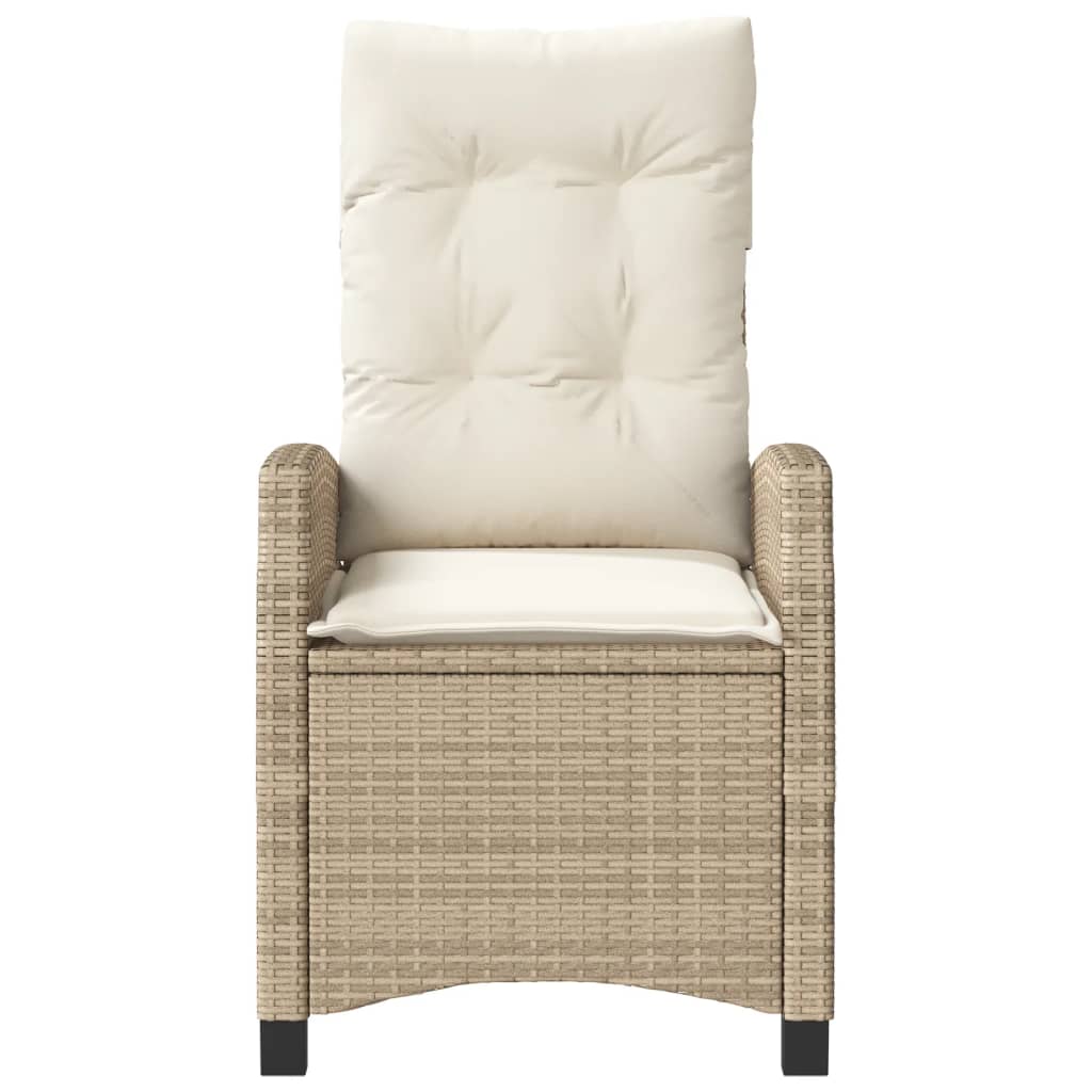 Sedia Reclinabile da Giardino con Cuscini Beige in Polyrattan