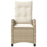 Sedia Reclinabile da Giardino con Cuscini Beige in Polyrattan