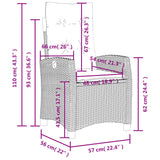 Sedia Reclinabile Giardino con Cuscini Grigio Chiaro Polyrattan