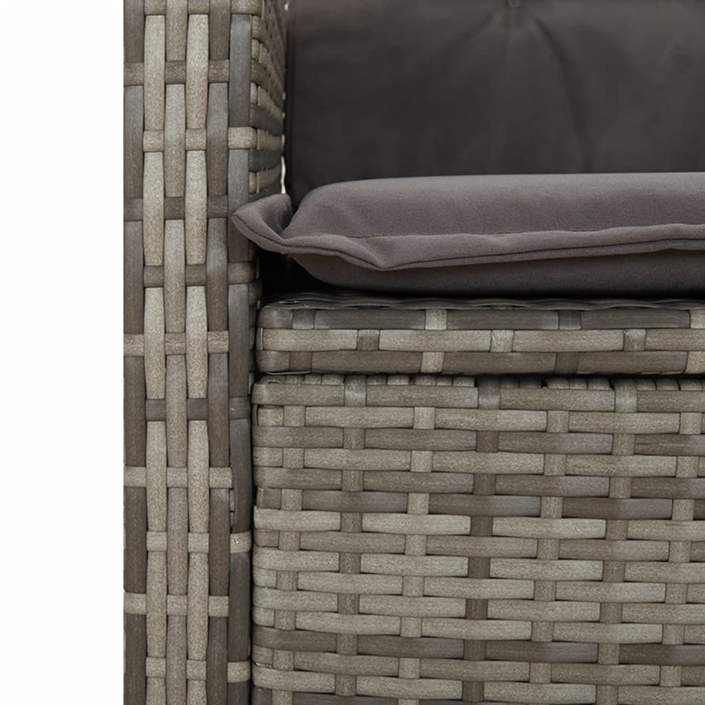 Sedie da Giardino Reclinabili 2 pz e Cuscini Grigio Polyrattan