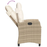 Sedie Reclinabili da Giardino 2pz con Cuscini Beige Polyrattan