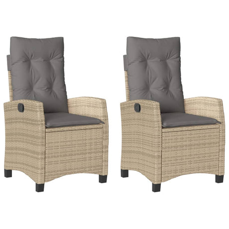 Sedie Reclinabili Giardino 2pz Cuscini Beige Misto Polyrattan