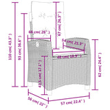 Sedie Reclinabili Giardino 2pz Cuscini Grigio Chiaro Polyrattan