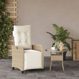 Sedia Reclinabile da Giardino con Poggiapiedi Beige Polyrattan