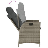 Sedie da Giardino Reclinabili 2 pz e Cuscini Grigio Polyrattan