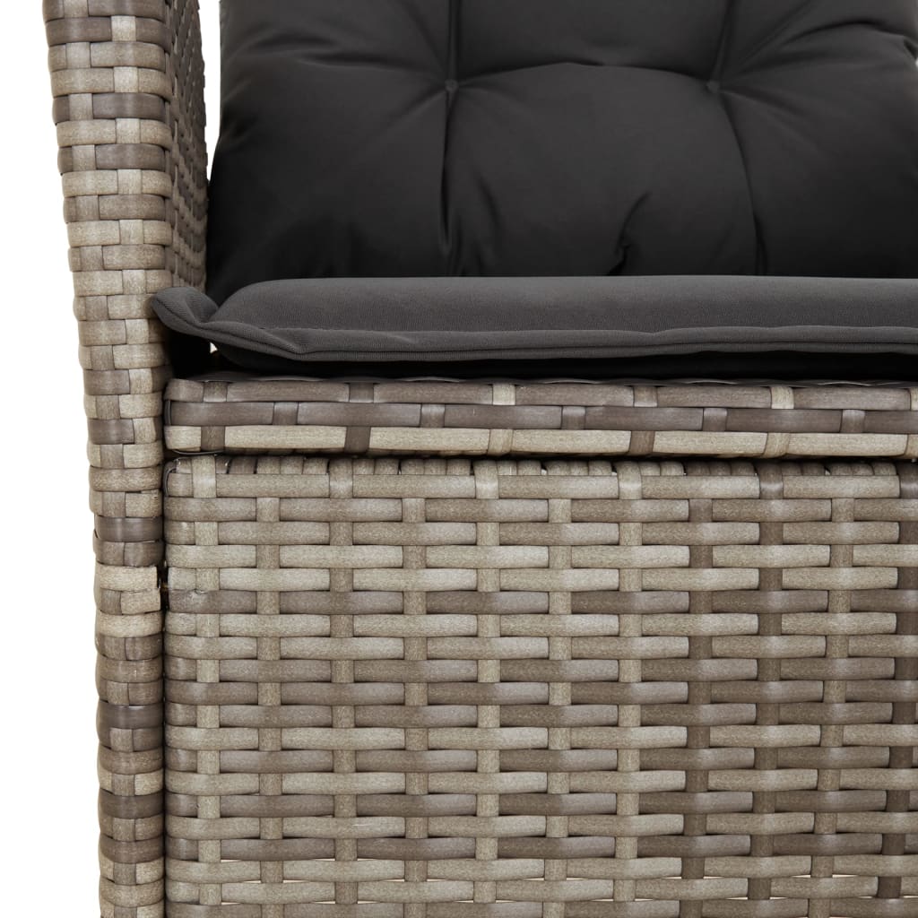 Sedie da Giardino Reclinabili 2 pz e Cuscini Grigio Polyrattan