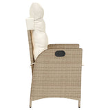 Sedie Reclinabili da Giardino 2pz con Cuscini Beige Polyrattan