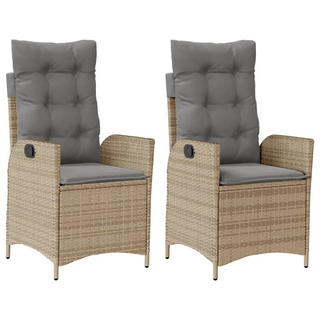 Sedie Reclinabili Giardino 2pz Cuscini Beige Misto Polyrattan