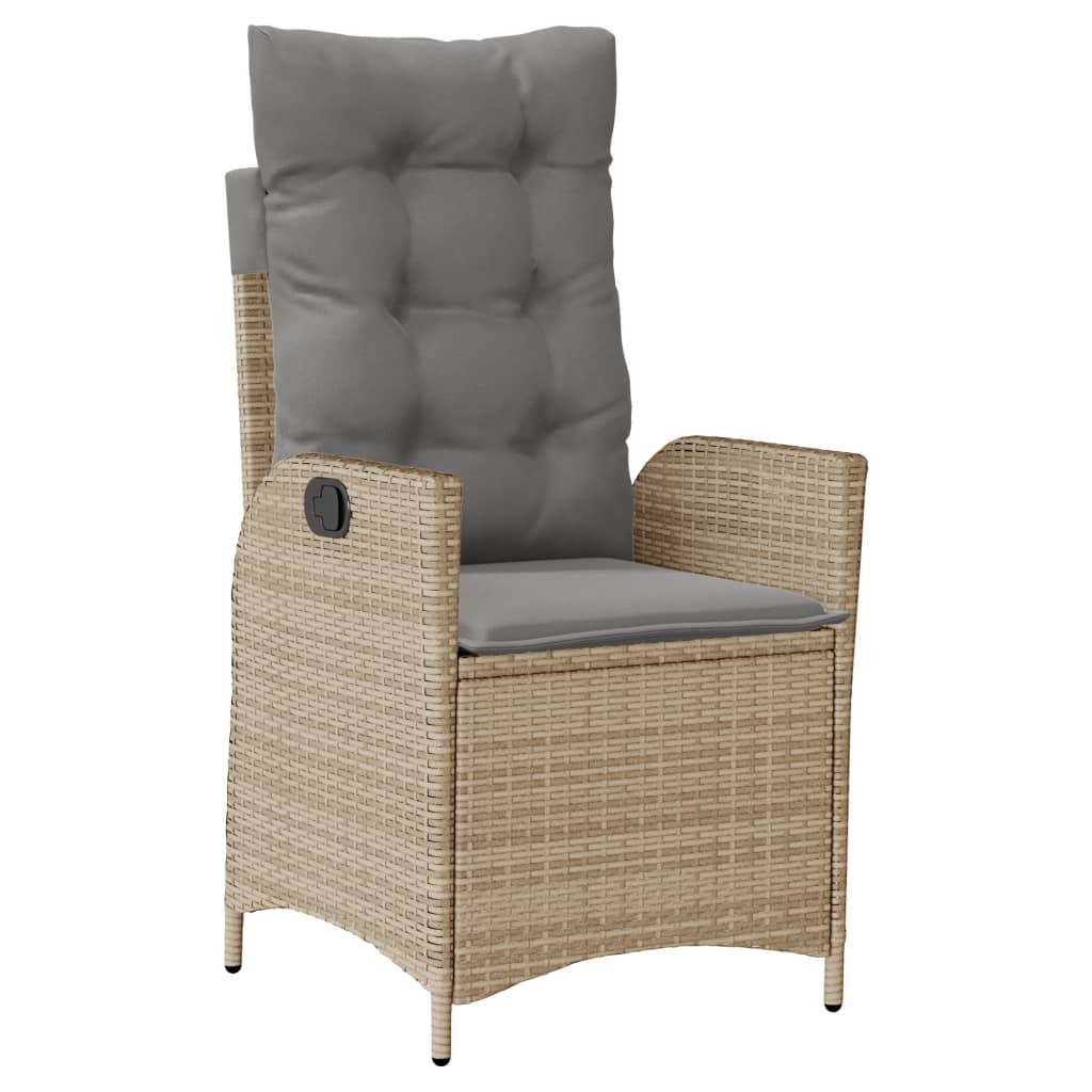 Sedie Reclinabili Giardino 2pz Cuscini Beige Misto Polyrattan