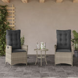 Sedie Reclinabili Giardino 2pz Cuscini Grigio Chiaro Polyrattan