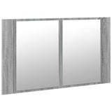 Armadietto a Specchio con LED Grigio Sonoma 80x12x45cm Acrilico