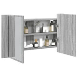 Armadietto a Specchio con LED Grigio Sonoma 80x12x45cm Acrilico