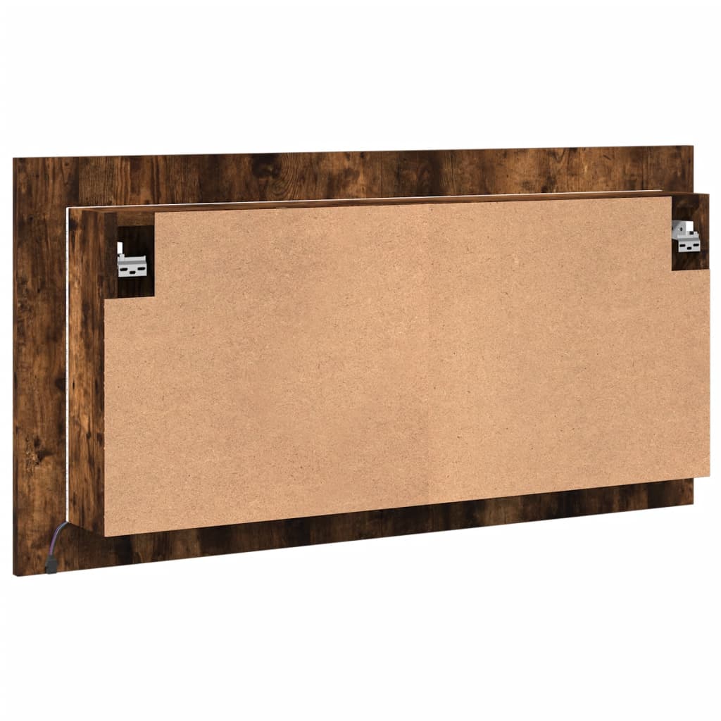 Armadietto a Specchio con LED Rovere Fumo 90x12x45cm Acrilico