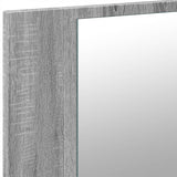 Armadietto a Specchio con LED Grigio Sonoma 90x12x45cm Acrilico