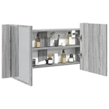 Armadietto a Specchio con LED Grigio Sonoma 90x12x45cm Acrilico