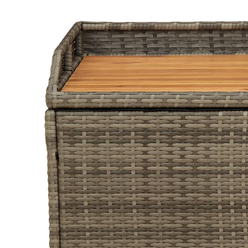 Panca Portaoggetti Giardino Grigia 100x50x52 Polyrattan Acacia