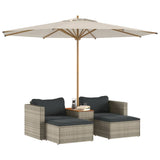 Set Divano Giardino 5 pz con Cuscini Grigio Polyrattan Acacia