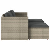 Set Divano Giardino 5 pz con Cuscini Grigio Polyrattan Acacia