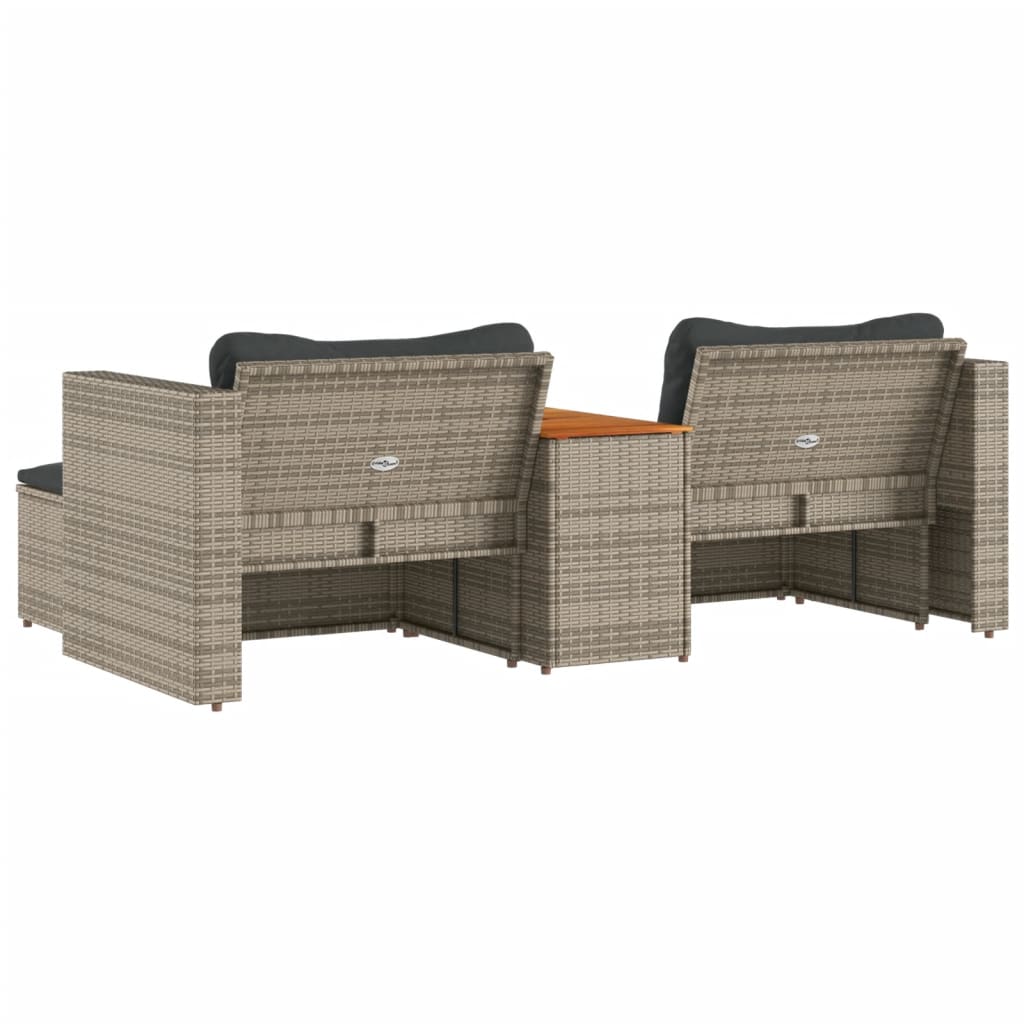 Set Divano Giardino 5 pz con Cuscini Grigio Polyrattan Acacia