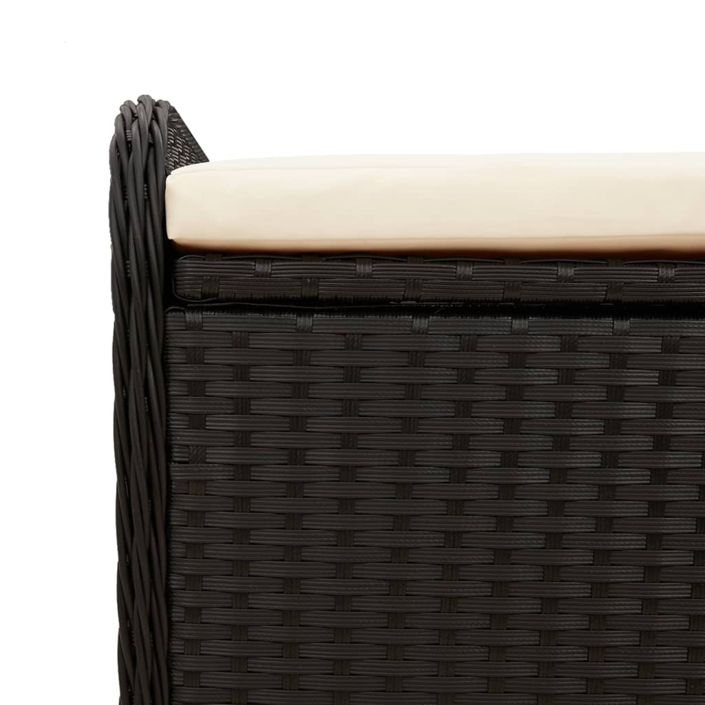 Cassapanca con Cuscino Nera 115x51x52 cm in Polyrattan