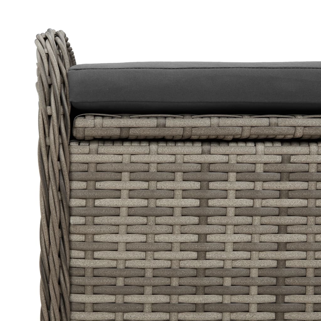 Cassapanca con Cuscino Grigia 115x51x52 cm in Polyrattan