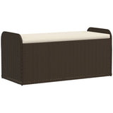 Cassapanca con Cuscino Marrone 115x51x52 cm in Polyrattan