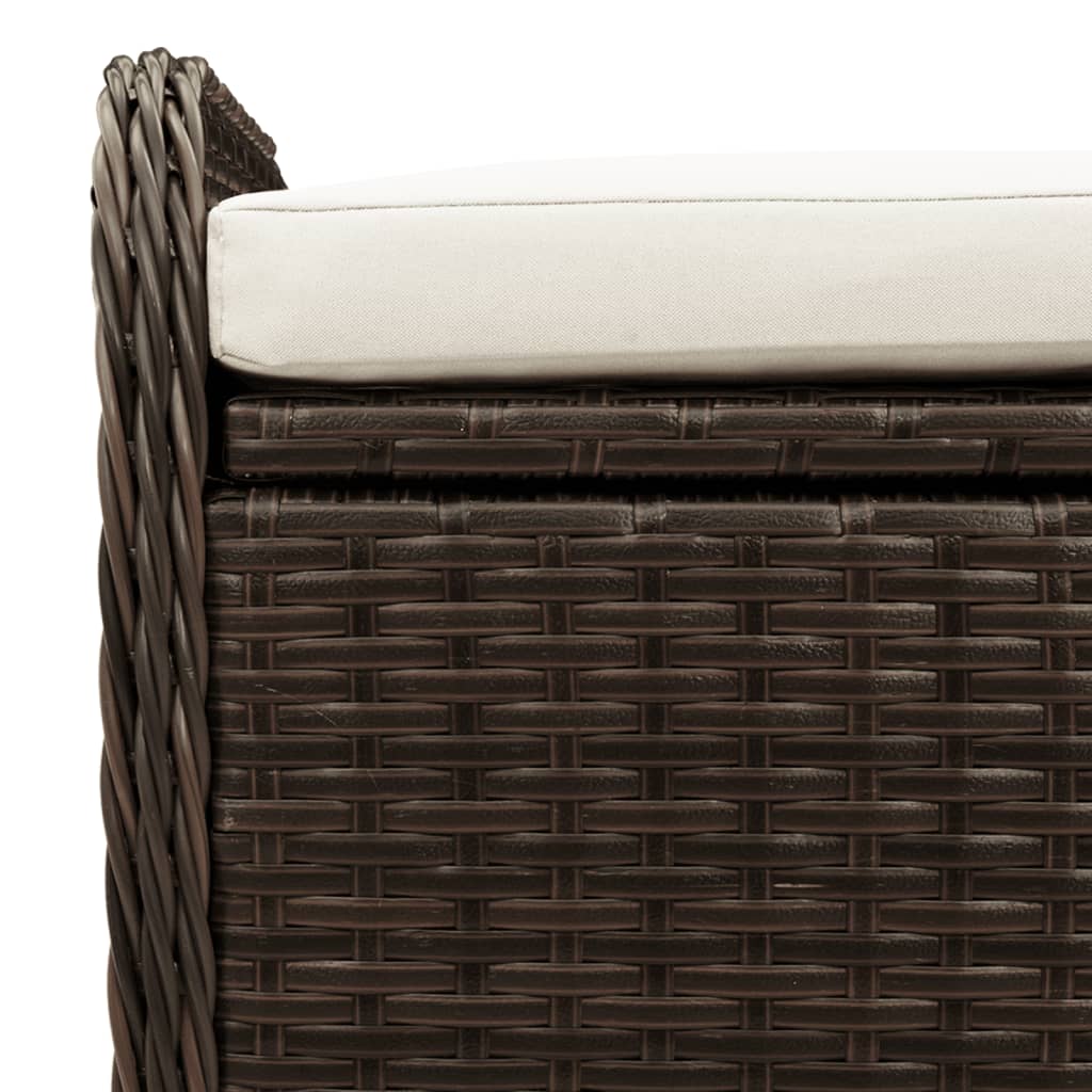 Cassapanca con Cuscino Marrone 115x51x52 cm in Polyrattan