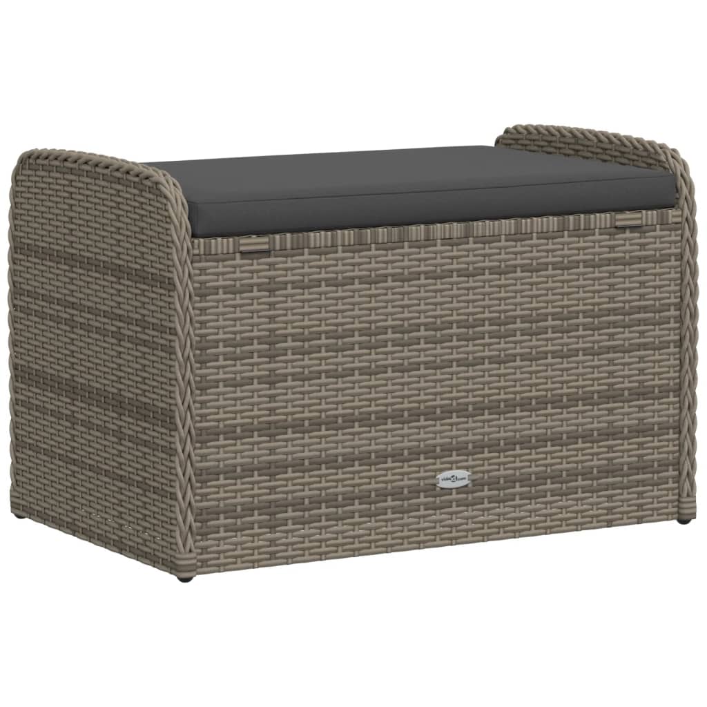 Cassapanca con Cuscino Grigia 80x51x52 cm in Polyrattan