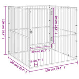 Box per Cani 4 Pannelli Nero Acciaio Zincato