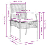 Sedie da Giardino con Cuscini 2 pz Nere in Polyrattan e Acacia