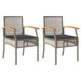 Sedie da Giardino con Cuscini 2pz Grigie in Polyrattan e Acacia