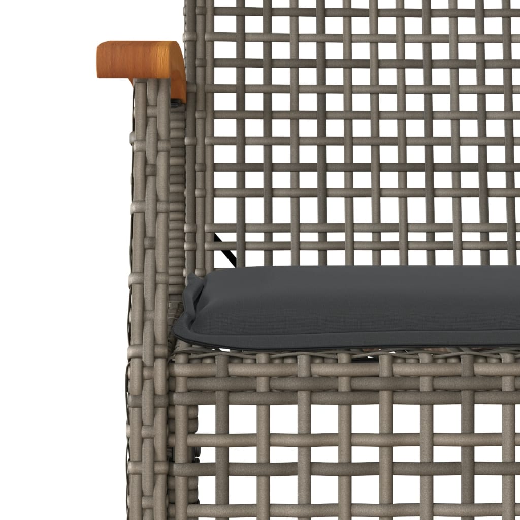 Sedie da Giardino con Cuscini 2pz Grigie in Polyrattan e Acacia