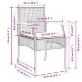 Sedie da Giardino con Cuscini 2pz Grigie in Polyrattan e Acacia