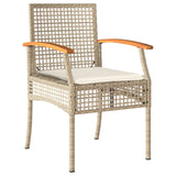 Sedie da Giardino con Cuscini 2 pz Beige in Polyrattan e Acacia