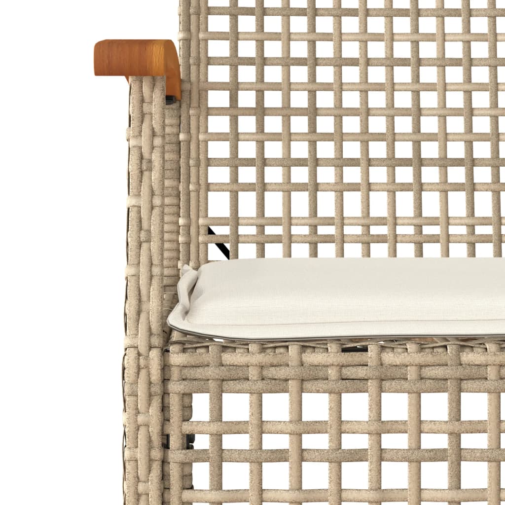 Sedie da Giardino con Cuscini 4 pz Beige in Polyrattan e Acacia