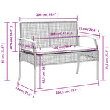 Panca da Giardino con Cuscino Grigia Polyrattan e Legno Acacia