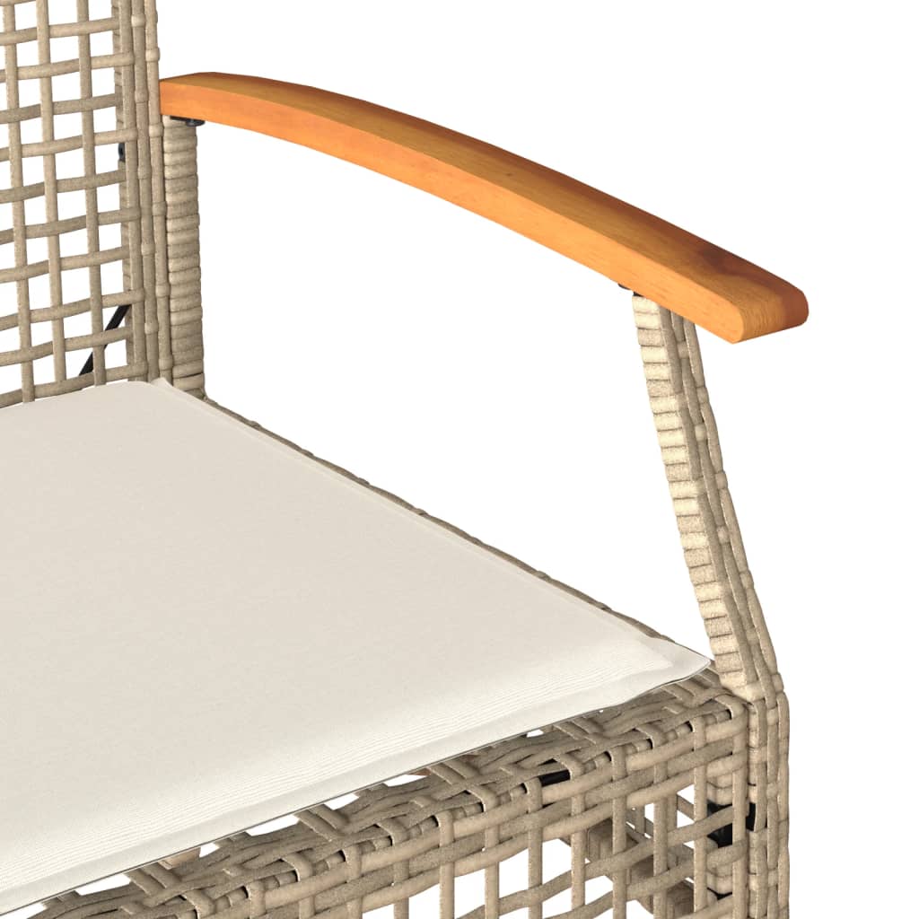 Panca da Giardino con Cuscino Beige Polyrattan e Legno Acacia