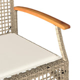 Panca da Giardino con Cuscino Beige Polyrattan e Legno Acacia