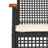 Set da Bistrò 3 pz con Cuscini Nero Polyrattan e Legno Acacia