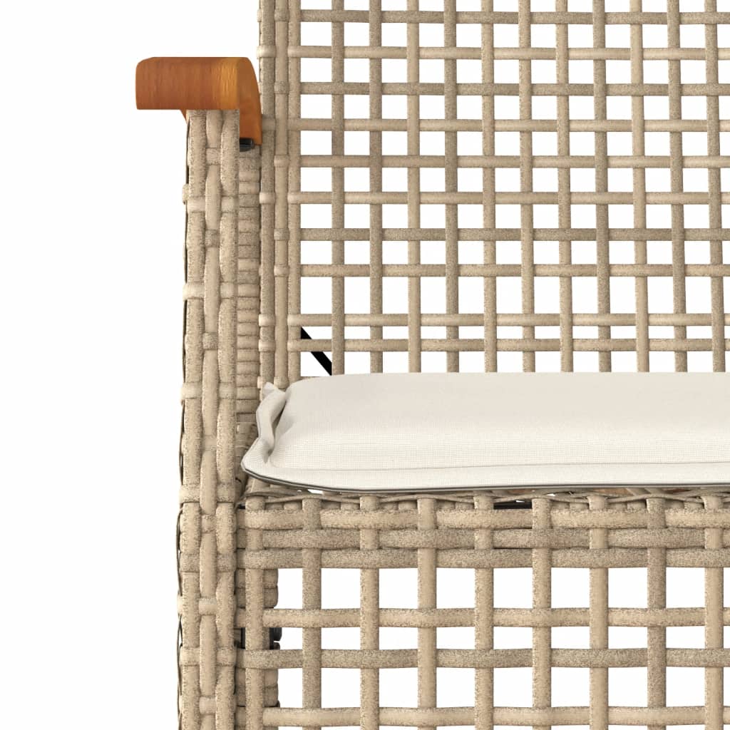 Set da Bistrò 3 pz con Cuscini Beige Polyrattan e Legno Acacia